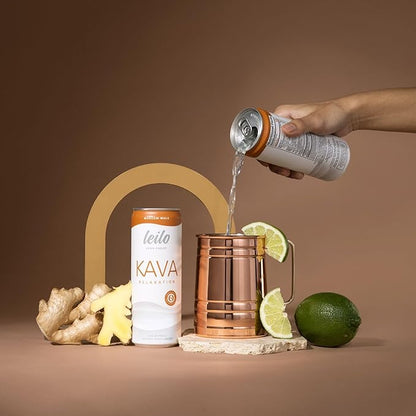 LEILO | Kava Powered Moscow Mule Mocktail Drink | 12-Pack – Sugar-Free & Non-ALC Functional Relaxation Support | 12 fl oz Cans (Pack of 12)