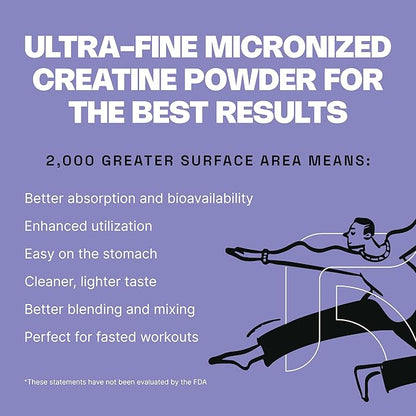 RETAIN Creatine Monohydrate Powder (60 Serv) - 100% Micronized High Absorption Creatine Monohydrate, Lean Muscle Mass & Recovery