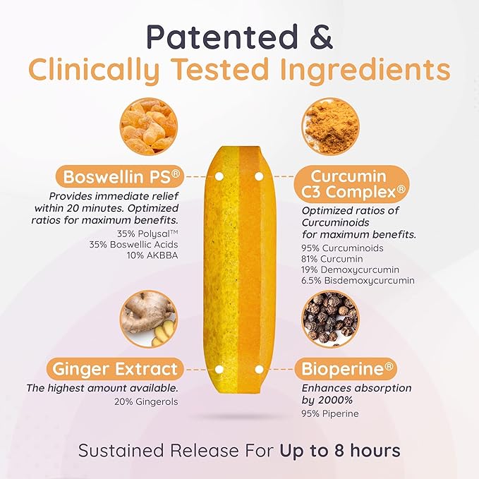 Joint Support Supplement, Potent Blend of Turmeric Curcumin with Black Pepper, Boswellia Extract & Ginger, Fast-Acting Joint Supplement, 8-Hour Sustained Release, 120 Caplets - Sanjevani