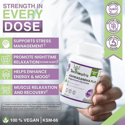 Ashwagandha with Magnesium Supplement 60 Capsules