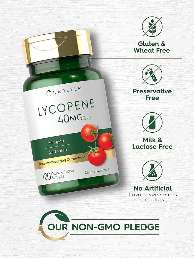 Carlyle Lycopene 40mg | 120 Softgels | Naturally-Occurring Carotenoid | Non-GMO & Gluten Free Supplement