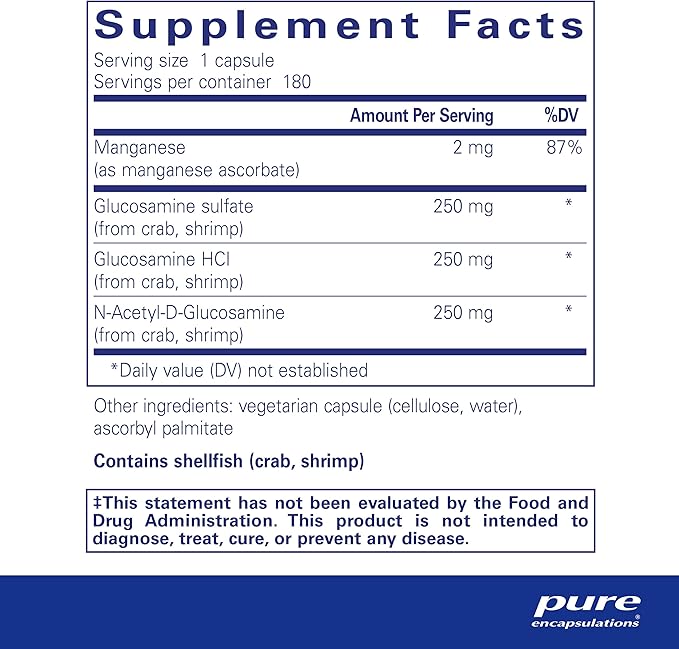 Pure Encapsulations Glucosamine Complex | Dietary Supplement Cartilage Support with Manganese | 180 Capsules