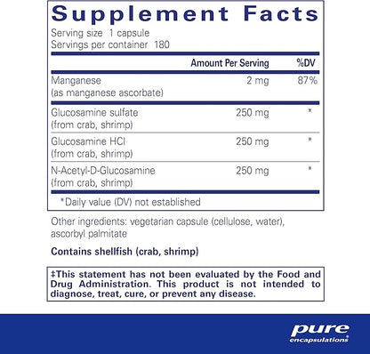 Pure Encapsulations Glucosamine Complex | Dietary Supplement Cartilage Support with Manganese | 180 Capsules
