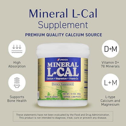 Mineral L-Cal, Calcium with Vitamin D3 In Ball Format, Enriched with Magnesium and Minerals, Water Soluble and Fast Absorbing, Calcium Magnesium D3 Supplement, 3,600 Balls & 360g per Bottle, Pack of 6