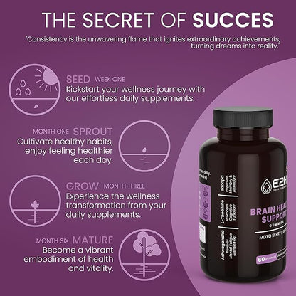 E2H Focus Support Gummies - 60 Count - Gelatin-Free, Gluten-Free, Vegan & Non-GMO