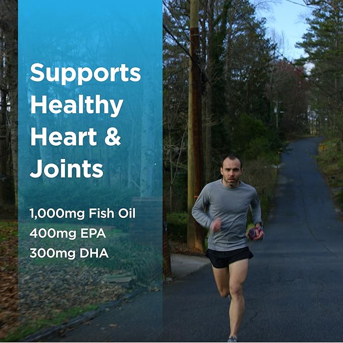 Runner Omega 3 Fish Oil – Triple Strength Nutritional Sport Supplement - Helps Support Heart & Joint Health for Running with Omega- EPA & DHA - 1000 mg, 1 Month Capsules for Men and Women