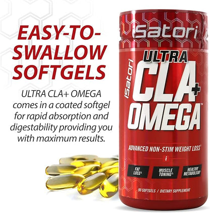 iSatori Ultra CLA - Omega 3 6 9 Safflower Oil Fish Oil Conjugated Linoleic Acid - Natural Weight Loss Exercise Enhancement Fat Burner Muscle Toner - Stimulant Free Dietary Supplement - 90 Softgels