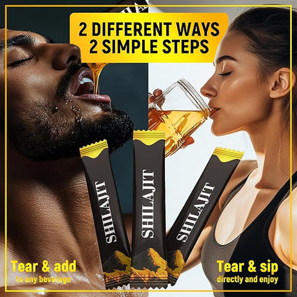Shilajit Honey Sticks- 30 Sticks Himalayan Shilajit Honey Sticks Organic Honey & Saffron for Energy,Strength & Cognitive Support for Men & Women