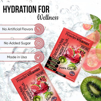 Electrolytes Powder Plus, Keto, Guava Kiwi, Sugar Free, Pink Himalayan Salt, 1000mg Potassium, 120mg Calcium, 120mg Magnesium, Non-GMO, Zero Calories, (16 Hydration Packets)