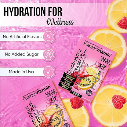 Electrolytes Powder Plus, Keto, Raspberry Lemonade, Sugar Free, Pink Himalayan Salt, 1000mg Potassium, 120mg Calcium, 120mg Magnesium, Non-GMO, Zero Calories, (16 Hydration Packets)