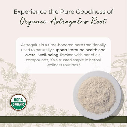 Starwest Botanicals Organic Astragalus Root Powder - Dried Herb for Tea, Natural Immune Support, Promotes Wellness, Certified Kosher, Non-GMO - Bulk 1 lb Bag