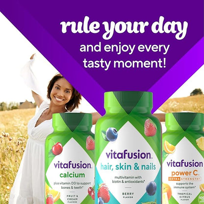 Vitafusion Gorgeous Hair, Skin & Nails Multivitamin Gummy Vitamins, plus Biotin and Antioxidant vitamins C&E, Raspberry Flavor, 135ct (45 day supply), from America’s Number One Gummy Vitamin Brand
