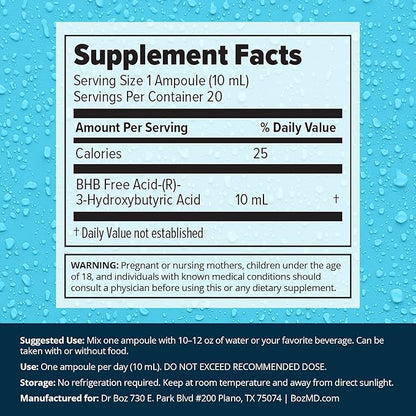 Dr. Boz - Pucker UP! Clear Ketones, 20 Packets - Pure Liquid BHB - Fast Acting Exogenous Ketones - Increase Energy & Clarity - Max Strength - Quality Tested - Made in USA - Keto Diet - 0.34oz (10ml)