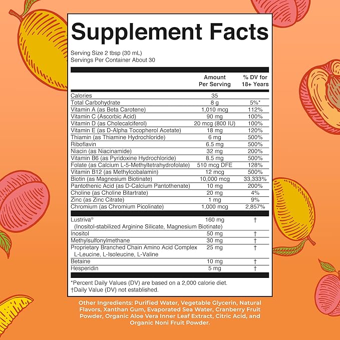MaryRuth's Liquid Multivitamin + Hair Growth | Clinically Tested for Thicker Hair & Facial Wrinkles in Women | Biotin 10000mcg | Lustriva Hair Growth Supplements | Skin Care | Ages 18+ | 30 Fl Oz