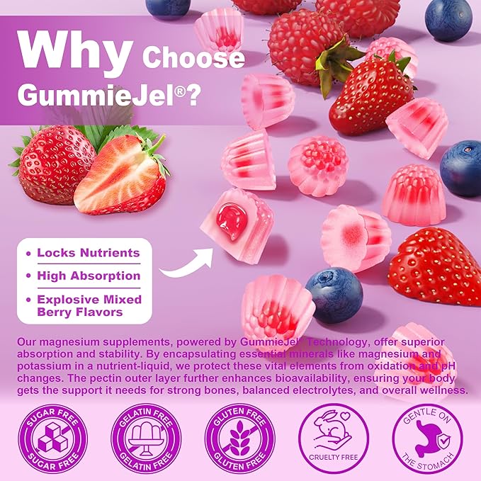 Magnesium Complex Filled Gummies 400mg - Magnesium Citrate, Glycinate, Malate, Chloride & Taurate - Supplement Magnesium with Ashwagandha Vitamin D3 & Zinc for Muscle, Mood & Energy, Sugar Free, 2Pack