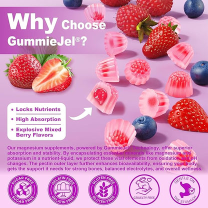 Magnesium Complex Filled Gummies 400mg - Magnesium Citrate, Glycinate, Malate, Chloride & Taurate - Supplement Magnesium with Ashwagandha Vitamin D3 & Zinc for Muscle, Mood & Energy, Sugar Free, 2Pack