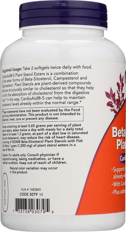 NOW FOODS SPO Beta-Sitosterol Plant Sterols with Fish Oil, 180 Count