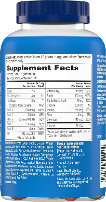 One A Day Men’s Multivitamin Gummies, Multivitamin for Men with Vitamin A, C, D, E, Calcium & More To Support Healthy Muscle Function, Gummies, 230 Count