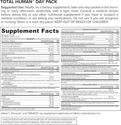 ONNIT Total Human Adult Multivitamin Dietary Supplement Comprehensive Capsule Packs with Day and Night Support, Daily Vitamin Packs for Men and Women, Dietary Supplement Capsules, 7-Day Supply