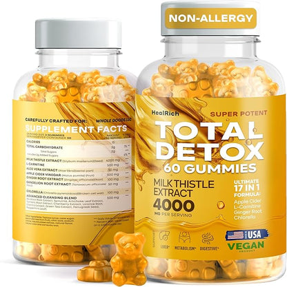 Total Detox - 4000MG Milk Thistle Detox – Liver Cleanse & Repair with ACV, L-Carnitine & Ginger – Vegan Formula
