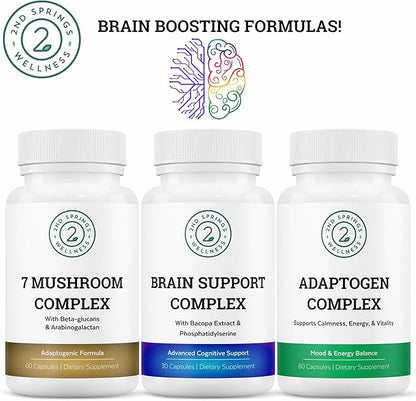 Organic Mushroom Complex - 7 Mushroom Blend Immune Support Nootropic & Cognitive Health Supplement with Organic Lion's Mane, Chaga, Maitake, Shiitake, Reishi, Turkey Tails, Cordyceps Mix