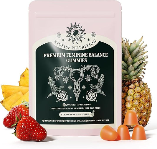Feminine Balance Gummies, Premium Balance Supplement for Women PH Health, Immune Support, Vegan, Gluten-Free - Hawaiian Pineapple - 60 Gummies - 30 Servings