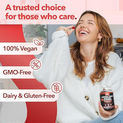Potent Cranberry Gummies 1500mg with D Mannose - Urinary Tract Health for Women & Men, Urinary Flush & Bladder Fast-Acting Support Supplements with Hibiscus Powder, 180 Count