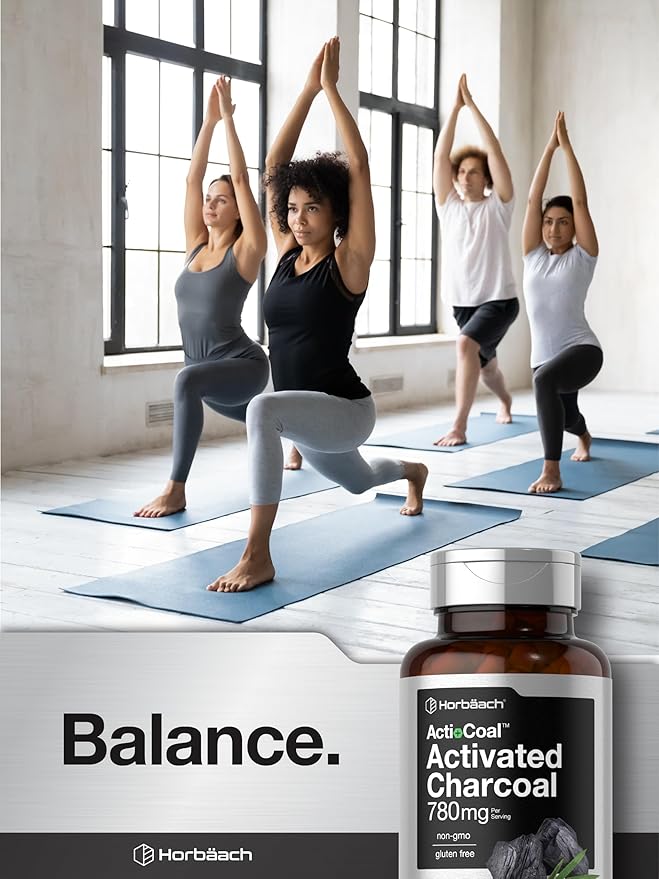 Horbäach Charcoal Pills 780mg | 120 Capsules | Activated Charcoal from Coconut Shells | Non-GMO and Gluten Free | Acti-Coal