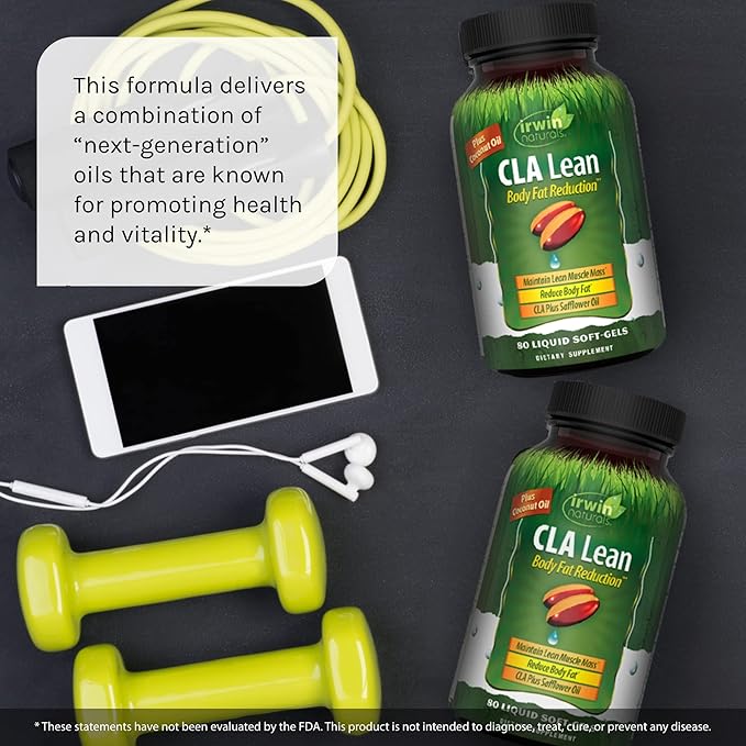 Irwin Naturals CLA Lean Body Fat Reduction - Helps Reduce Body Fat & Increase Muscle Tone - 80 Liquid Soft-Gels (Pack of 2)