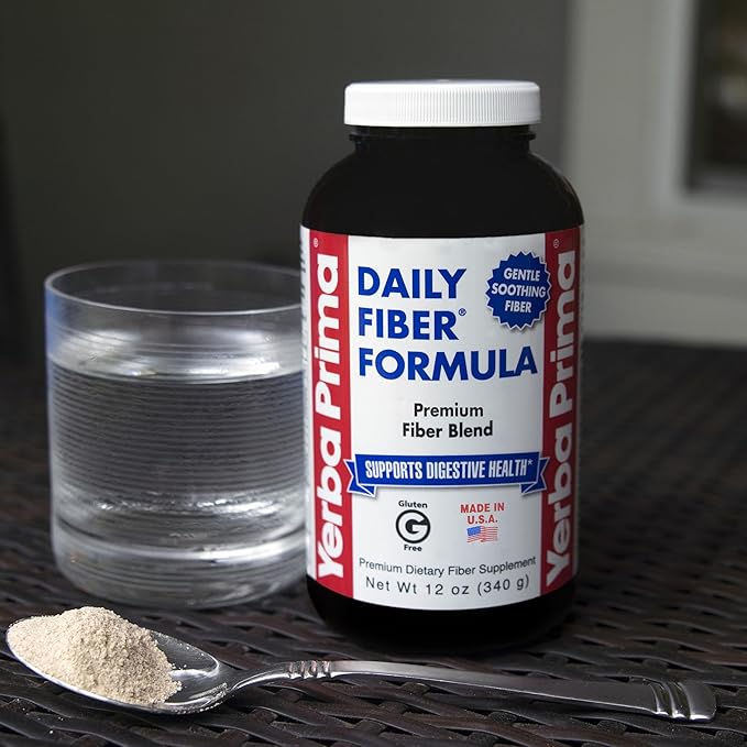 Yerba Prima Daily Fiber Formula Powder - 12 oz - Digestive Support Supplement - Soluble & Insoluble Dietary Fiber Supplement - Vegan, Non-GMO, Gluten-Free