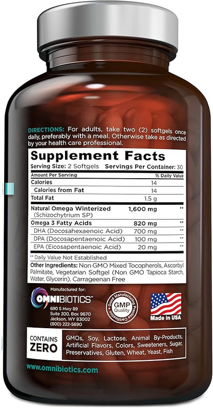 Vegan Omega 3 DHA EPA Supplement - MD-Certified Prenatal Supplement with 8X More DHA Than Krill Oil, Fish-Free Omega 3, 6, 9 and Essential Fatty Acids from Algae Oil. Non-GMO - 60 Vegan Capsules