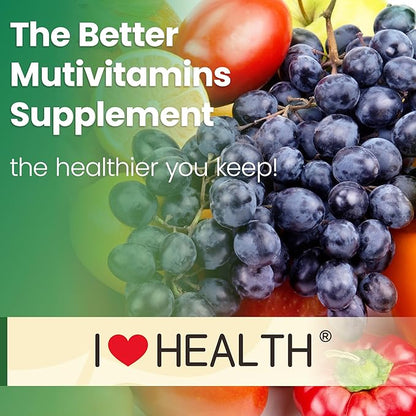 I LOVE HEALTH® 15-in-1 Multivitamin Gummies for Adults & Kids - Enhanced Formula with Vitamin A, C, D3, E, B12, Zinc, Magnesium & More - Apple Flavor - 60 Gummies per Bottle - Made in cGMP Facility
