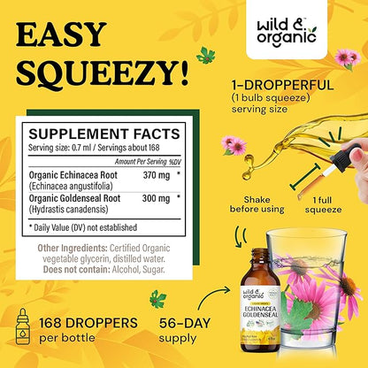 Wild & Organic Echinacea Goldenseal Tincture 4 fl oz & Immune Support Gummies
