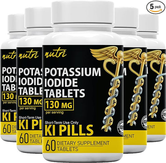 Nature's Fusions Potassium Iodide Tablets 130 mg (Pack of 5) - (300 Tablets) EXP 10/2032 - Ki Pills - YODO Naciente