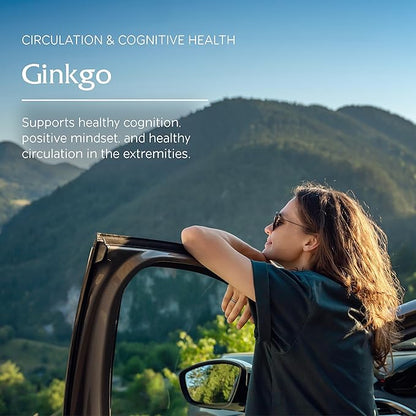 Vitanica Ginkgo - Brain Health Supplement - Supports Blood Flow & Circulation in Women & Men - Herbal Supplement That Uses Ginkgo Extract & Leaf - Lady - 90 Capsules