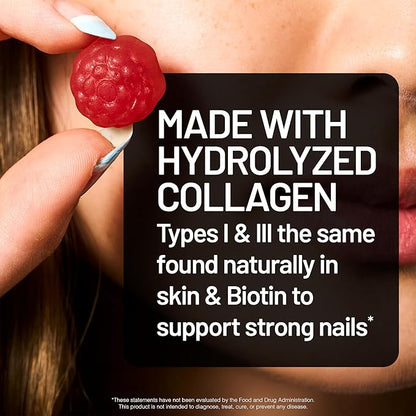 NatureWise Collagen Gummies - Hydrolyzed Collagen Gummies - Type 1 & 3 Peptides for Women + Biotin, Vitamin C, E, & Zinc for Hair Skin and Nails Support - 90 Count[45-Day Supply]