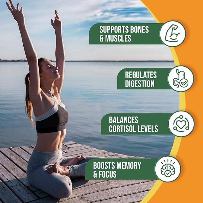 Venture Pal Magnesium Glycinate Powdered Calming Drink Mix with Ashwagandha, Vitamin D, L-Theanine, Lions Mane, Sugar Free Magnesium Supplement Blend for Calm, Relax & Focus, Non GMO, Vegan, 16 Sticks