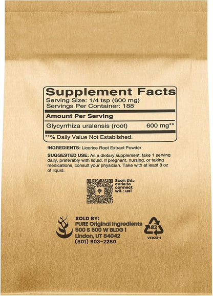 Pure Original Ingredients Licorice Extract (4oz) Non-GMO, Mulethi Powder