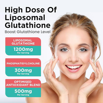Liposomal Glutathione Supplement 2000mg, Liquid Glutathione Drops with Vitamin C, Master Antioxidants for Immune System, Aging Defense, Skin Health, Liver Detox-Superior Absorption, Strawberry 2 Fl Oz