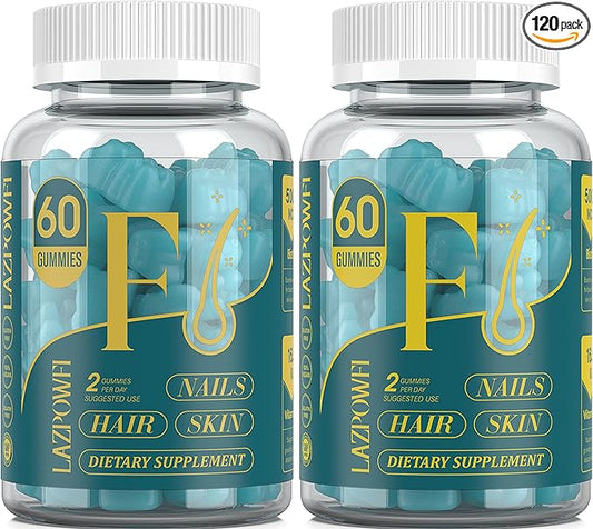 Biotin Gummies -Hair Skin and Nails Vitamins for Men & Women, Vegan Vitamin B7, Supports Hair Growth and Stronger Nails,60 Day Supply - Blueberry-2 Pack