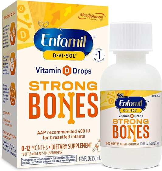 Enfamil Baby Vitamin D-Vi-Sol Liquid Vitamin D Drops, Supports Strong Teeth & Bone Development, 50mL Bottle