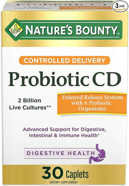 Nature's Bounty Controlled Delivery Probiotic CD Caplets 30 ea (Pack of 3)