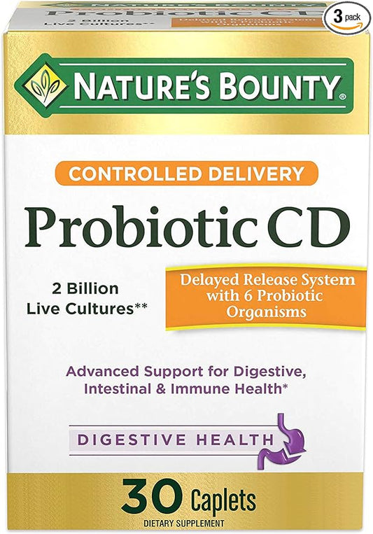 Nature's Bounty Controlled Delivery Probiotic CD Caplets 30 ea (Pack of 3)