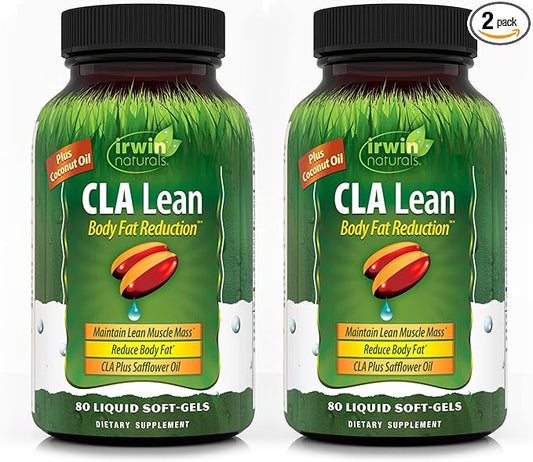 Irwin Naturals CLA Lean Body Fat Reduction - Helps Reduce Body Fat & Increase Muscle Tone - 80 Liquid Soft-Gels (Pack of 2)