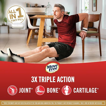 Move Free Ultra Triple Action Joint Support Supplement - Type II Collagen Boron & Hyaluronic Acid - Supports Joint Comfort, Cartiliage & Bones in 1 Tiny Pill Per Day, 30 Tablets (30 servings)*