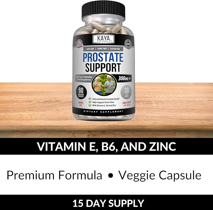 Kaya Naturals Prostate Support - Saw Palmetto, Potent DHT Blocker for Hair Growth, Promote Sleep, Beta Blocker to Reduce Frequent Urination, Support Bladder Emptying & Stamina Supplement (60 Capsules)