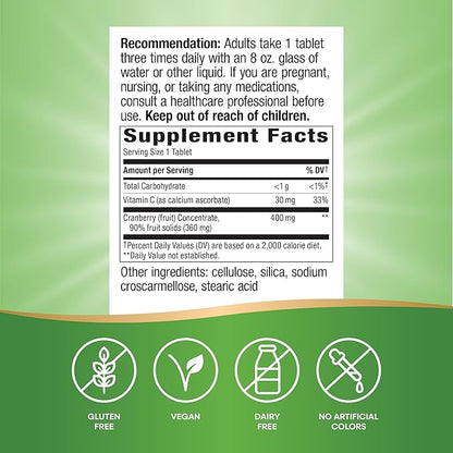 Nature's Way Cranberry Premium Blend, Supports Urinary Tract Health*, With Vitamin C, For Men & Women, No Gluten, 120 Tablets (Packaging May Vary)