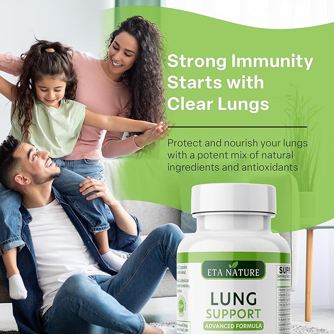 Lung Support Supplement - Lung Health Supplement for Respiratory Health, Lung Function & Immune Defense - Lung Detox for Smokers with Ginseng, Boswellia, Elderberry Fruit & Marshmallow Root