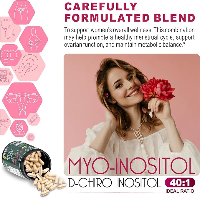 Bundle 5in1 Ginger Supplement 100 Count & 6in1 Myo-inositol & D-Chiro Inositol Supplement for Women 120 Count - Support Digestion, Immune, Heart & Overall Health