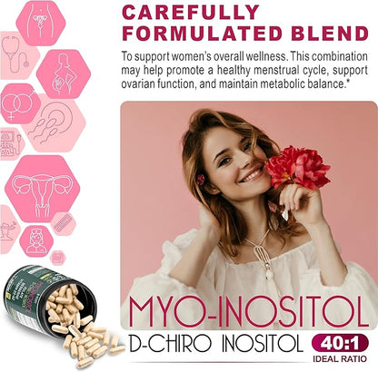 Bundle 5in1 Ginger Supplement 100 Count & 6in1 Myo-inositol & D-Chiro Inositol Supplement for Women 120 Count - Support Digestion, Immune, Heart & Overall Health